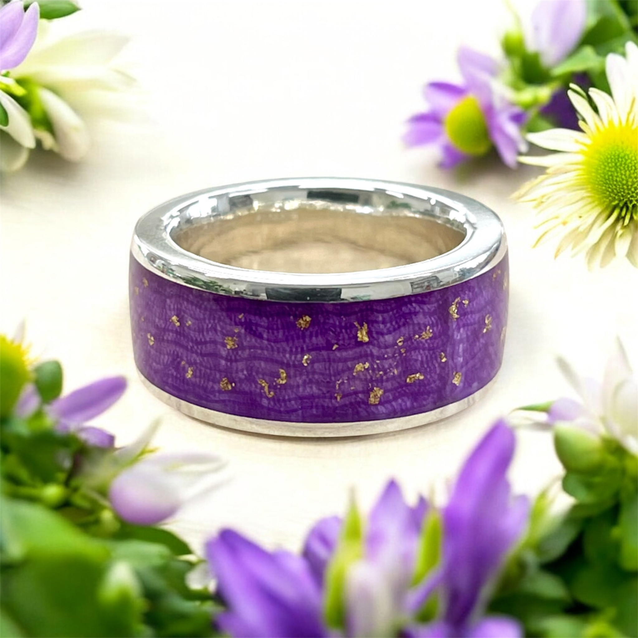 【風車】着物リング 紫 金箔