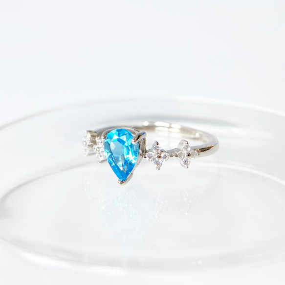 藍托帕石純銀戒指 (全淨體VVS級) 第1張的照片