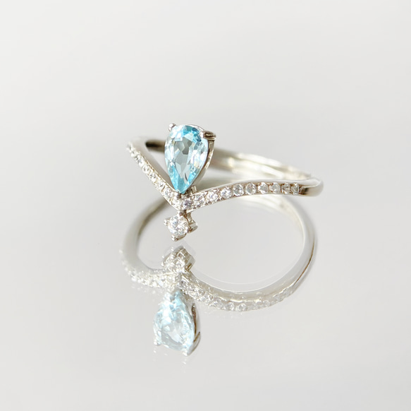 藍托帕石純銀戒指 (全淨體VVS級) 第1張的照片