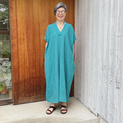 受注品】新色ターコイズの幸せな半袖四角ワンピース ワンピース