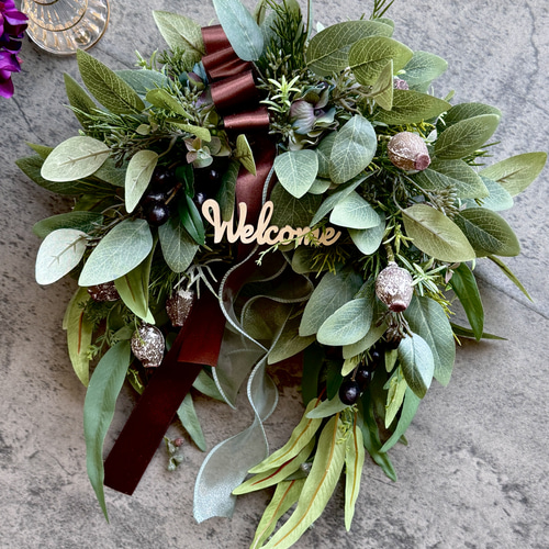 アシンメトリー馬蹄形クリスマスリース 馬蹄型リース（ホースシューリース）・クリスマスリースの作り方