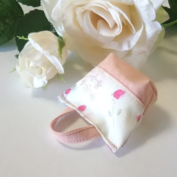 ミニミニバッグ型キーチャーム・ピンクの花柄・AorB　＃n154 5枚目の画像