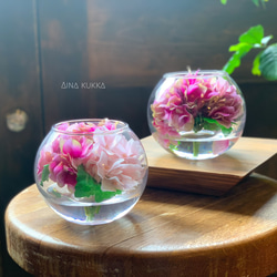 [紫陽花のガラスボールアレンジ]Mサイズ/カラー4種/アーティフィシャルフラワー 5枚目の画像