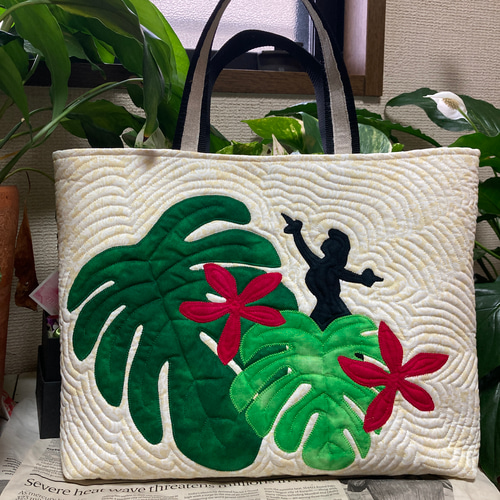 ハワイアンキルト バッグ ハワイの花々 フラガール オーダー