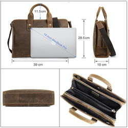 ビジネスブリーフバッグ ノートパソコンハンドバッグ 本革レザー メンズ バッグ ななめ ショルダーバッグ 斜めがけバッグ 5枚目の画像