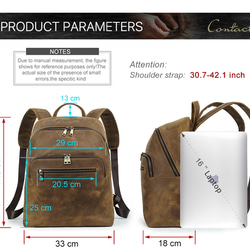 バックパック 牛革 リュック 本革レザー メンズ バッグ かばん コーヒー色 ビジネスバッグ 通勤 彼氏 友達 父の日 7枚目の画像