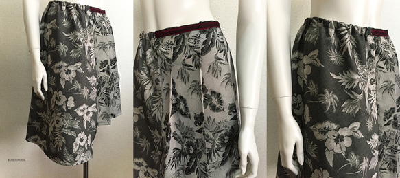 【1点もの・デザイン画付き】アシメトリー綿ジャガード生地プリーツスカート（KOJI TOYODA） 4枚目の画像