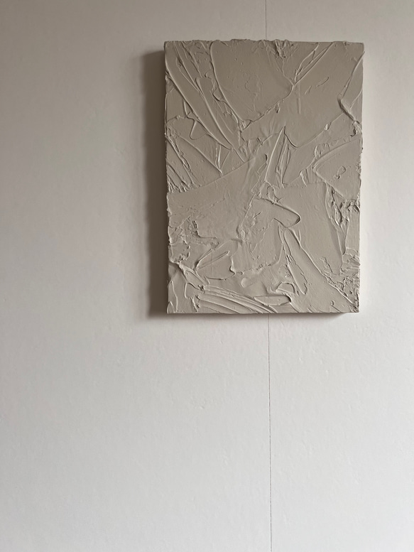 STONE - ベージュ　グレー　石　岩　絵画　おしゃれ　インテリア　海外風　立体　シンプル　ミニマル　テクスチャアート STONE