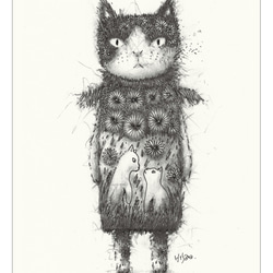 ポストカード ペン画-001「宇宙に命はあるのか」 ポストカード 酒井