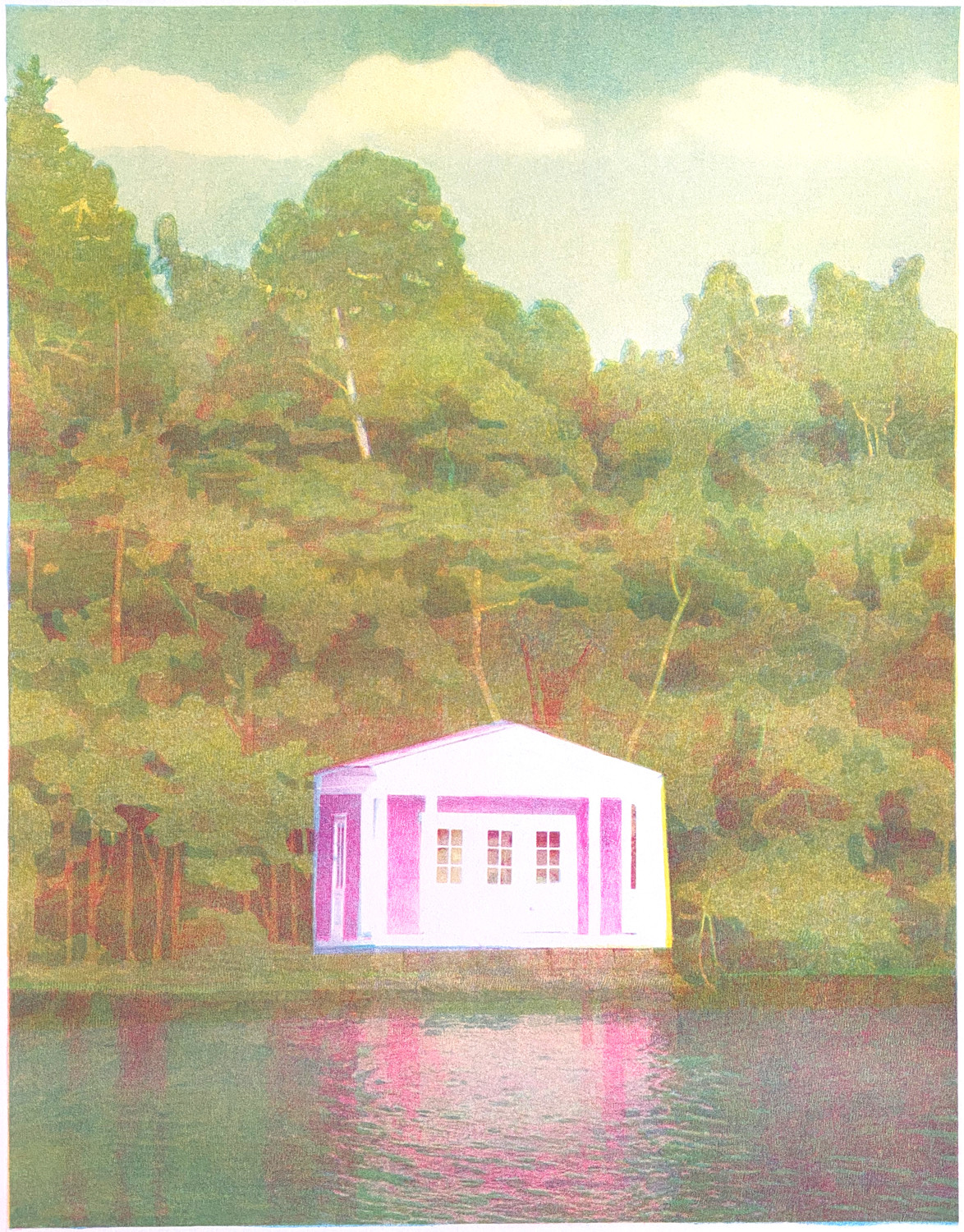 絵画・額縁・版画・山家久幸・新品未使用・シュノンソー城の水辺・美術品・インテリア 絵画・額縁・版画・山家久幸・新品未使用・シュノンソー城の水辺・美術品・インテリア