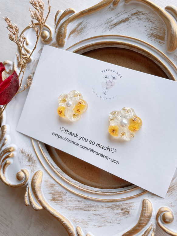 ハンドメイド　アクセサリー　イヤリング　レジン　お花 3713_1.jpg