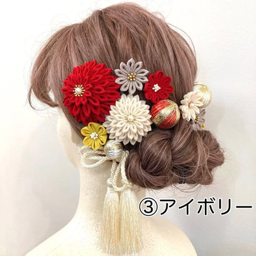 受注制作】87 和装 髪飾り ピンク 水色 つまみ細工 結婚式 成人
