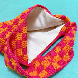 ”blockcheck” crochet bag（orange✖️pink） 2枚目の画像