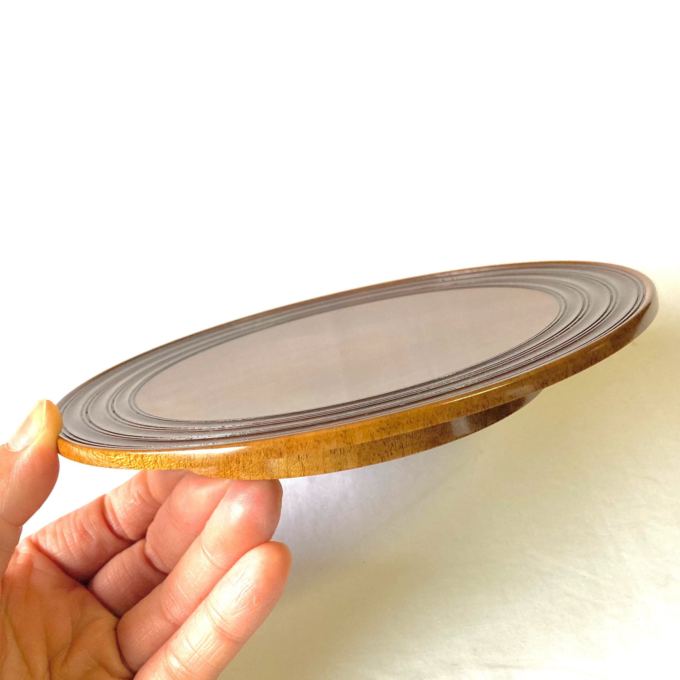 ｜カエデのお皿｜ フチ模様(平子筋)　ケーキ皿 うつわ トレー 木の器  漆器　プレゼント　お祝い　贈り物