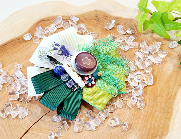 ドイツ製acufactum社リボン 2wayクリップブローチNo.39 ﾗﾋﾟｽﾗｽﾞﾘ ﾁｪｺﾋﾞ  