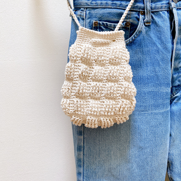 crochet pochette（white）２way 2枚目の画像