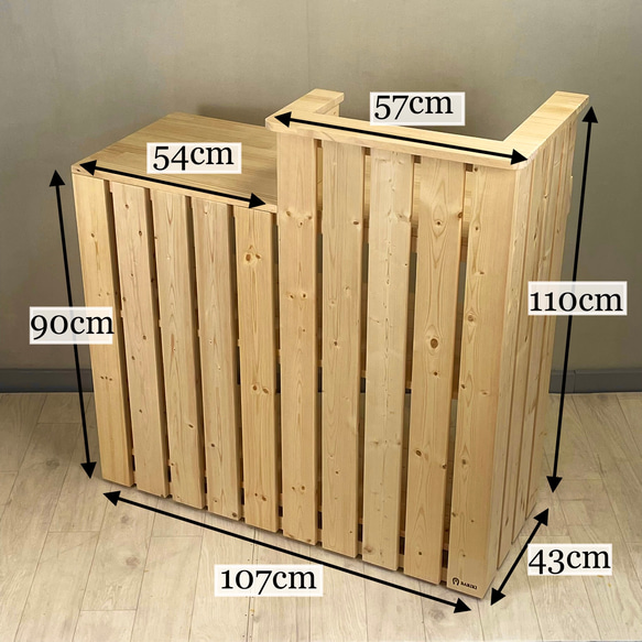 受注製作_BARIKI_レジカウンター 木製カウンター 幅110cm × 奥行49cm × 高さ110cm_B025 5枚目の画像