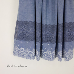 [予約販売] ダンガリースカラップラッセルレースギャザースカート 4枚目の画像