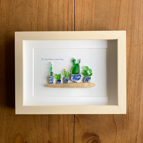 観葉植物・シーグラスアート 置物 壁飾り インテリア シー陶器 誕生日