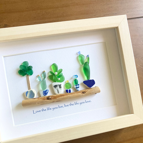 観葉植物・シーグラスアート 置物 壁飾り インテリア シー陶器 誕生日