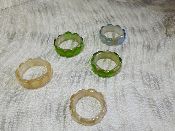 銀箔をはさんだブルーガラスのリング 4枚目の画像