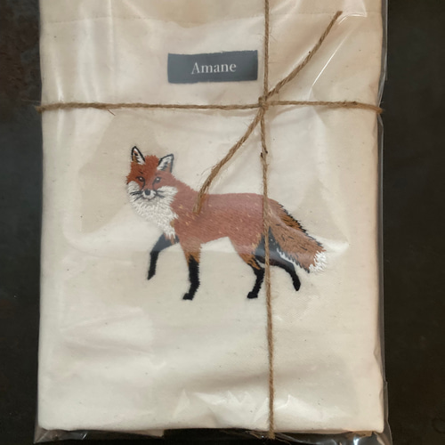 送料無料 おおきな刺繍バッグ きつね female Amane 刺繍 エコ