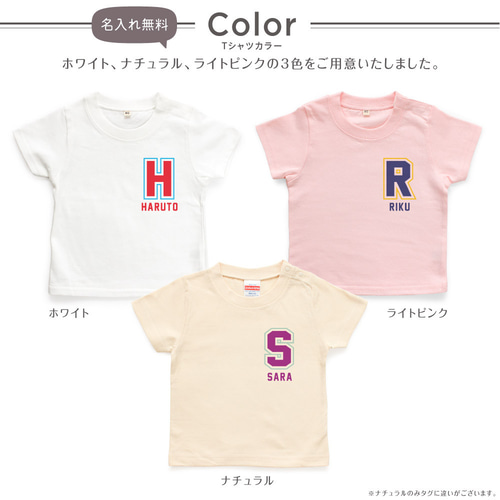 イニシャル06 ワンポイント キッズ ベビー 名入れTシャツ 80～150 名前