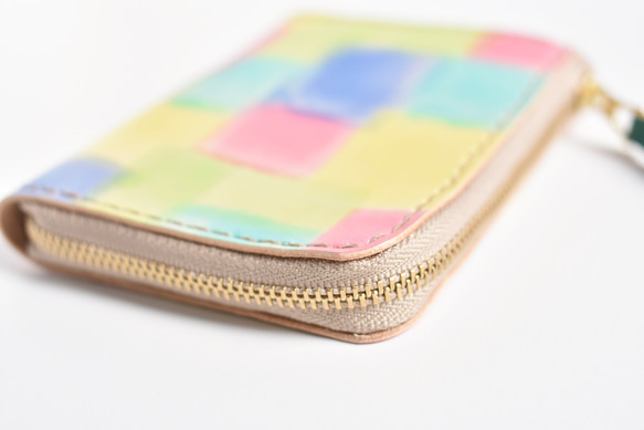 革の手染め財布 「パステル姫  No.238（L字ファスナーミニ財布）」 3枚目の画像
