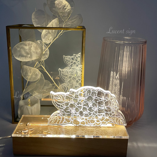 紫陽花のお色変わりムードライト (LEDライトベース付き) スタンド