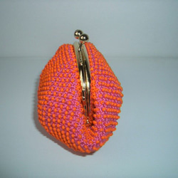 Beaded Purse 色遊び (M) --Pink x Orange-- A 2枚目の画像