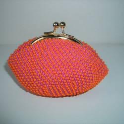 Beaded Purse 色遊び (M) --Pink x Orange-- A 1枚目の画像