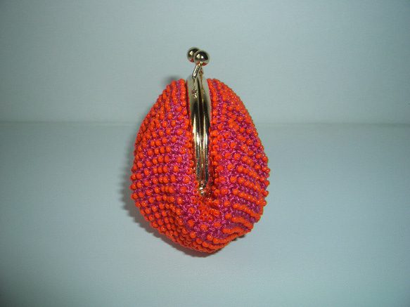 Beaded Purse 色遊び (M) --Pink x Orange-- B 2枚目の画像