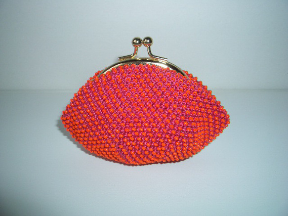 Beaded Purse 色遊び (M) --Pink x Orange-- B 1枚目の画像