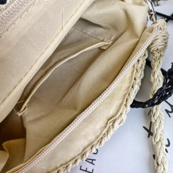 【受注制作】かごバッグ ショルダー バスケット ハンド手作りバッグ ビーチバッグ サマー 旅行 編みバッグ 6枚目の画像
