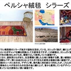 トライバル絨毯フェア】ペルシャ絨毯　シラーズ　ライオン　オレンジ　緑　リビング　160x73cm　　RJ156 3枚目の画像
