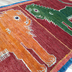 部落地毯展]波斯地毯設拉子獅橙綠客廳160x73cm RJ156 第10張的照片