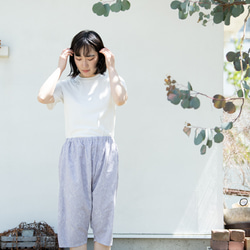 Organic Cotton ゆったり７分丈パンツ　ラベンダー染め【葉模様生地】 2枚目の画像