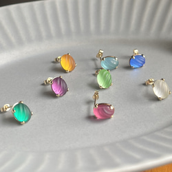 ≪14kgf≫vintage swarovski  フロストガラス　一粒ピアス　8色 1枚目の画像