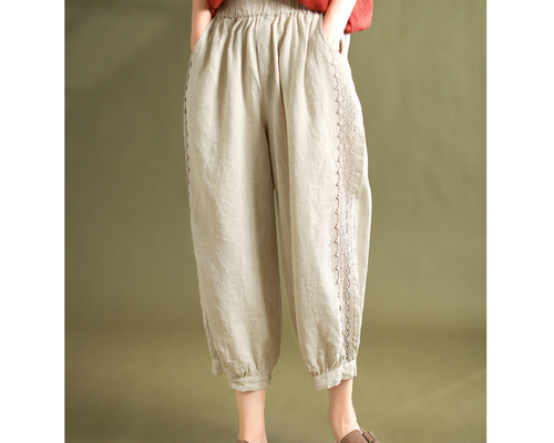 【新品タグ付き】M 麻 リネン テーパード パンツ ビューティーアンドユース erika6235-01.jpg