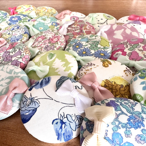 5⁑ リバティのヘアゴム（44ミリくるみボタン）リボン ヘアゴム  