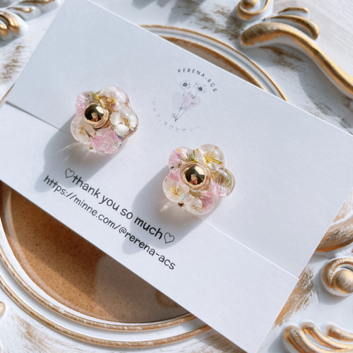 ちょこんとお花 花 お花アクセサリー レジン レジンアクセサリー