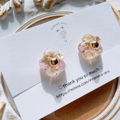 ちょこんとお花 花 お花アクセサリー レジン レジンアクセサリー 