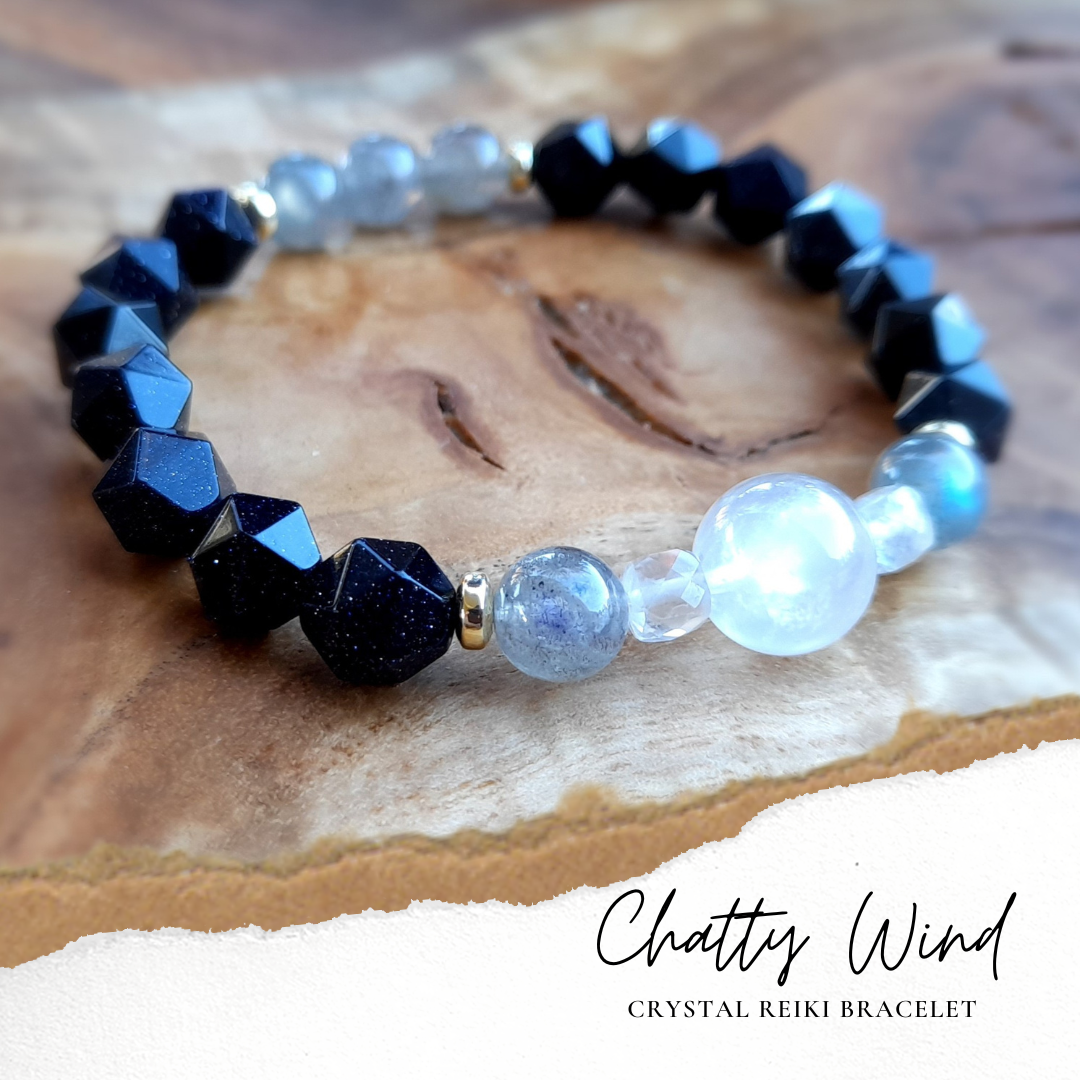 【送料無料】★星空の導き★ブルーサンドストーン、ラブラドライト他　天然石ブレスレット 1219