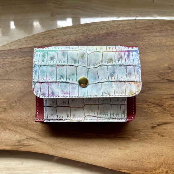 ミニ財布【クロコ:オーロラ】 1枚目の画像