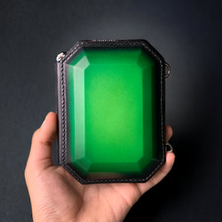 【Emerald】革の宝石 レザーポーチ(グリーン) 3枚目の画像