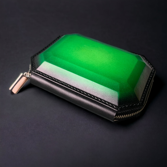 【Emerald】革の宝石 レザーポーチ(グリーン) 10枚目の画像