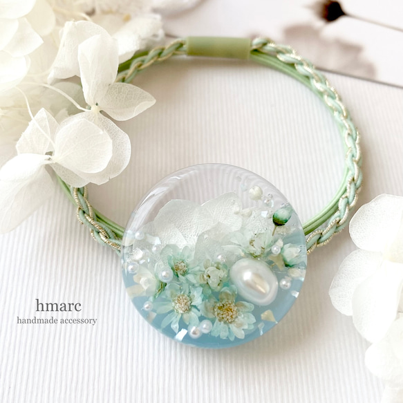 レジンヘアゴムポニーフックドライフラワーNo.165