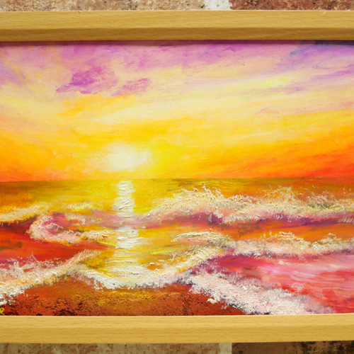 油絵 絵画【夕暮れの波】 絵画 HR 通販 16173420｜Creema