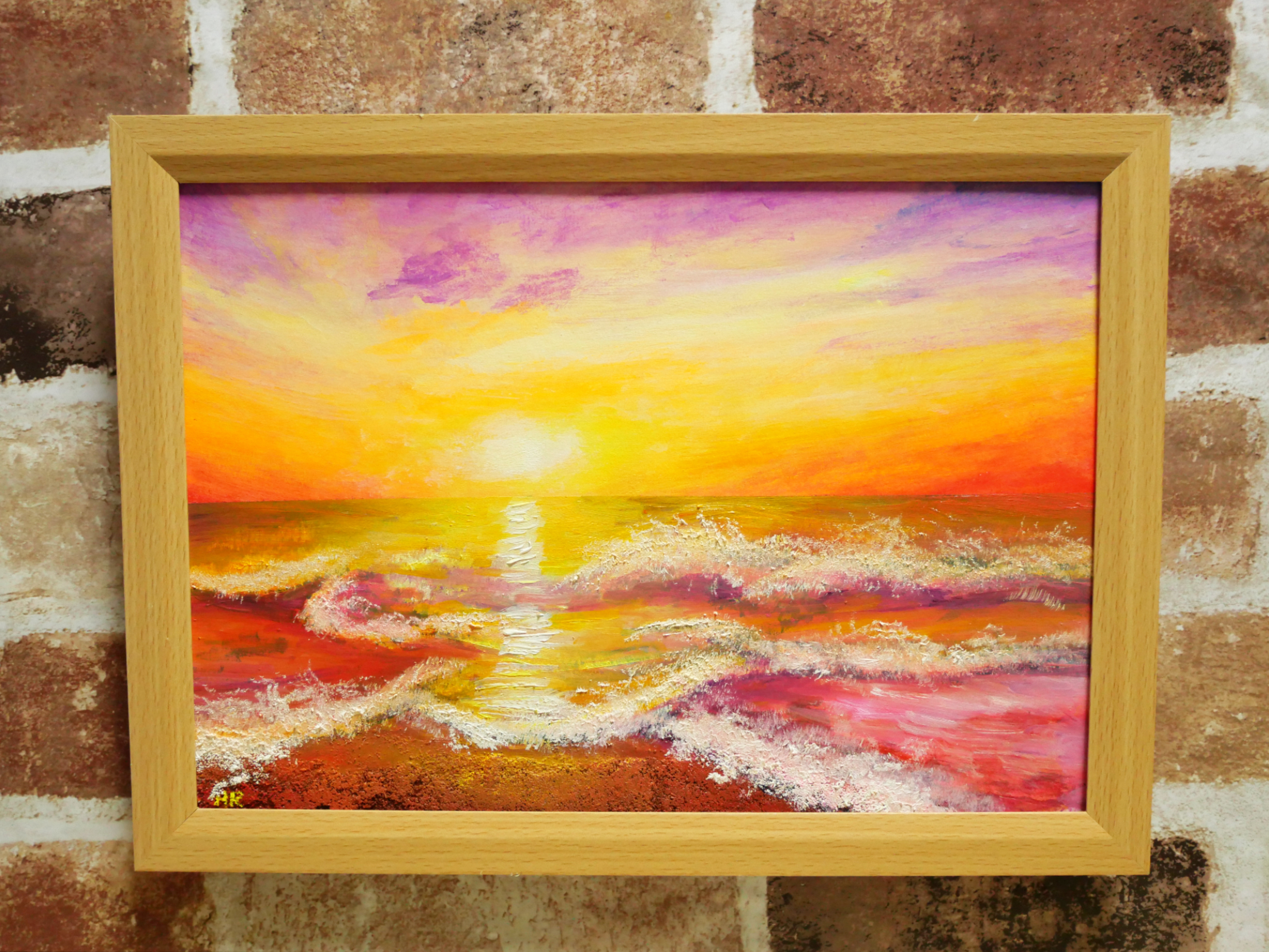 【2025年】お歳暮ギフト 絵画 絵画【夕暮れの波】 油絵 HR 16173420｜Creema 通販 絵画