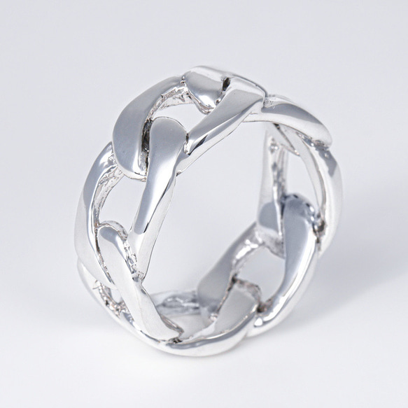 シルバー リング メンズ シルバー925 指輪 デザインリング 銀 喜平チェーン シンプル 鎖 4枚目の画像
